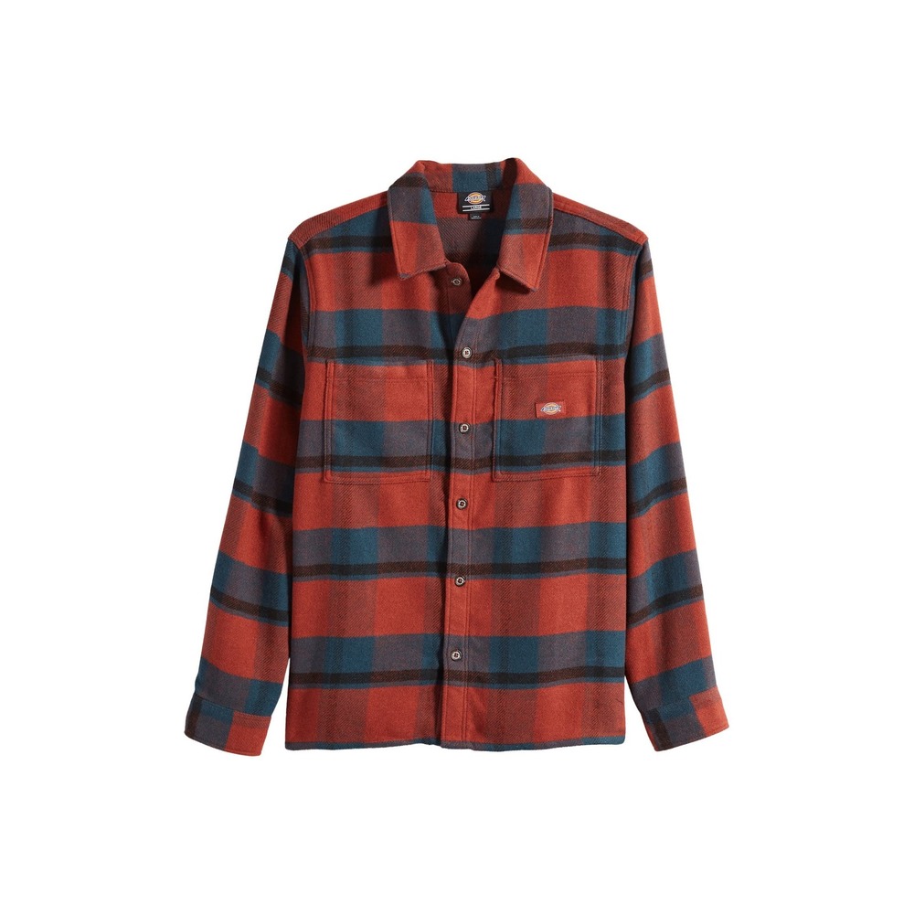 Dickies Mens Plaid Flannel Shirt Rust Red Navy Blue Small NWT
